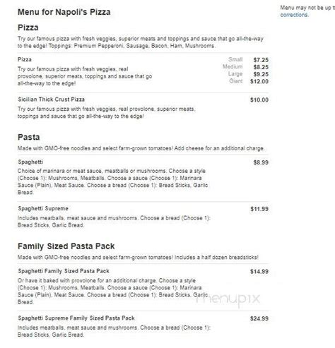 napoli's pizza marietta menu